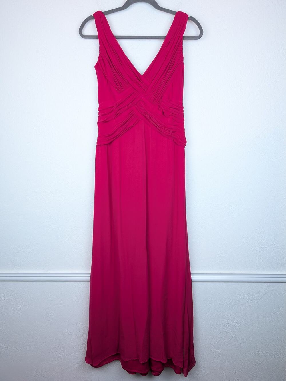 Tadashi Shoji Collection Dress Gown Plisse Pleats Fuschia Pink Elegant Size 6